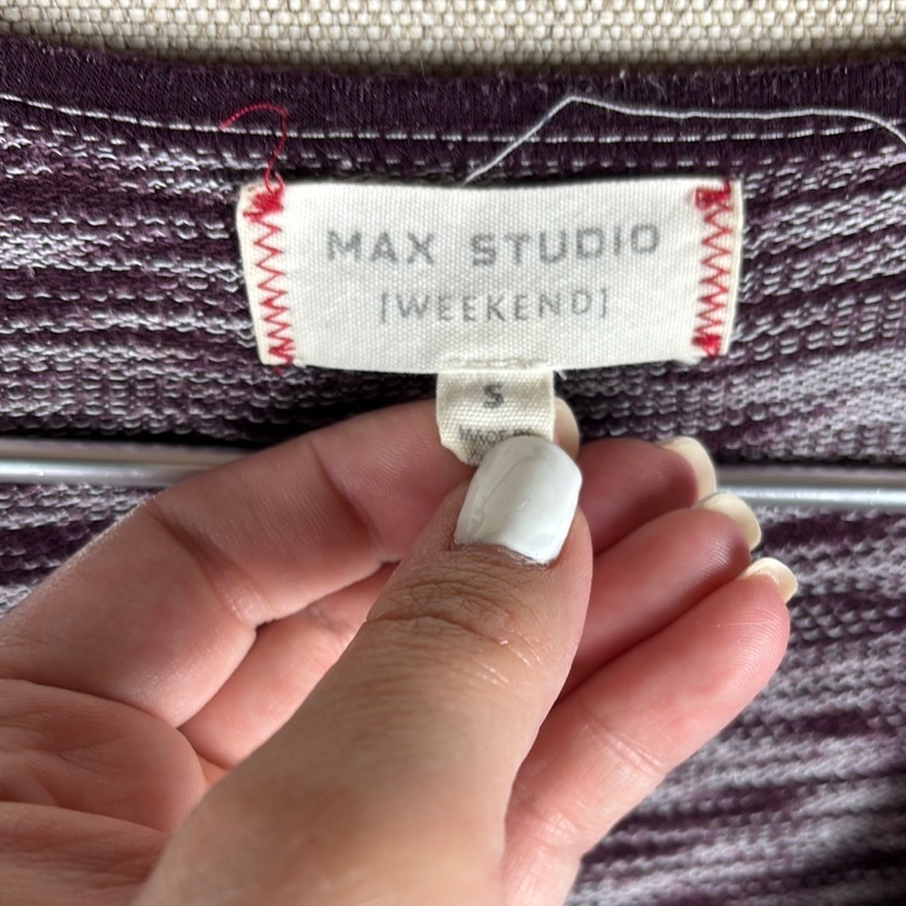 Max Studio > Purple Long Sleeve Scoop Neck Trapeze Sweater Dress Small - Picture 2 of 8